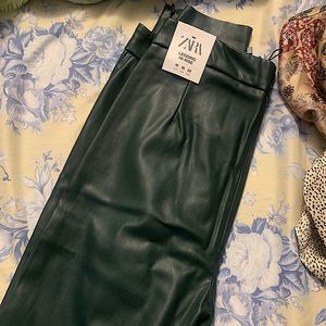 Leather high-rise leggings